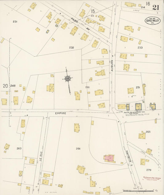 Sanborn Fire Insurance Map from Grass Valley, Nevada County, California (1912), Sheet #0021 - Historic Sanborn Fire Insurance Map Print, vintage old map wall art, antique decor, genealogy gift, California California map