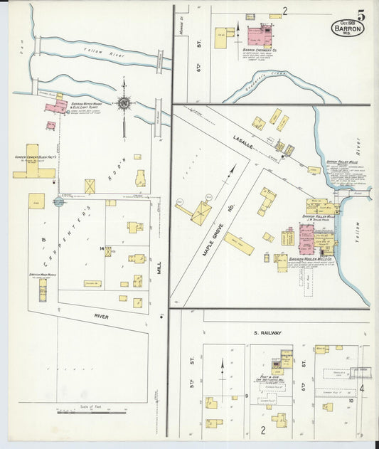 Sanborn Fire Insurance Map from Barron, Barron County, Wisconsin (1909), Sheet #0005 - Historic Sanborn Fire Insurance Map Print, vintage old map wall art, antique decor, genealogy gift, Wisconsin Wisconsin map