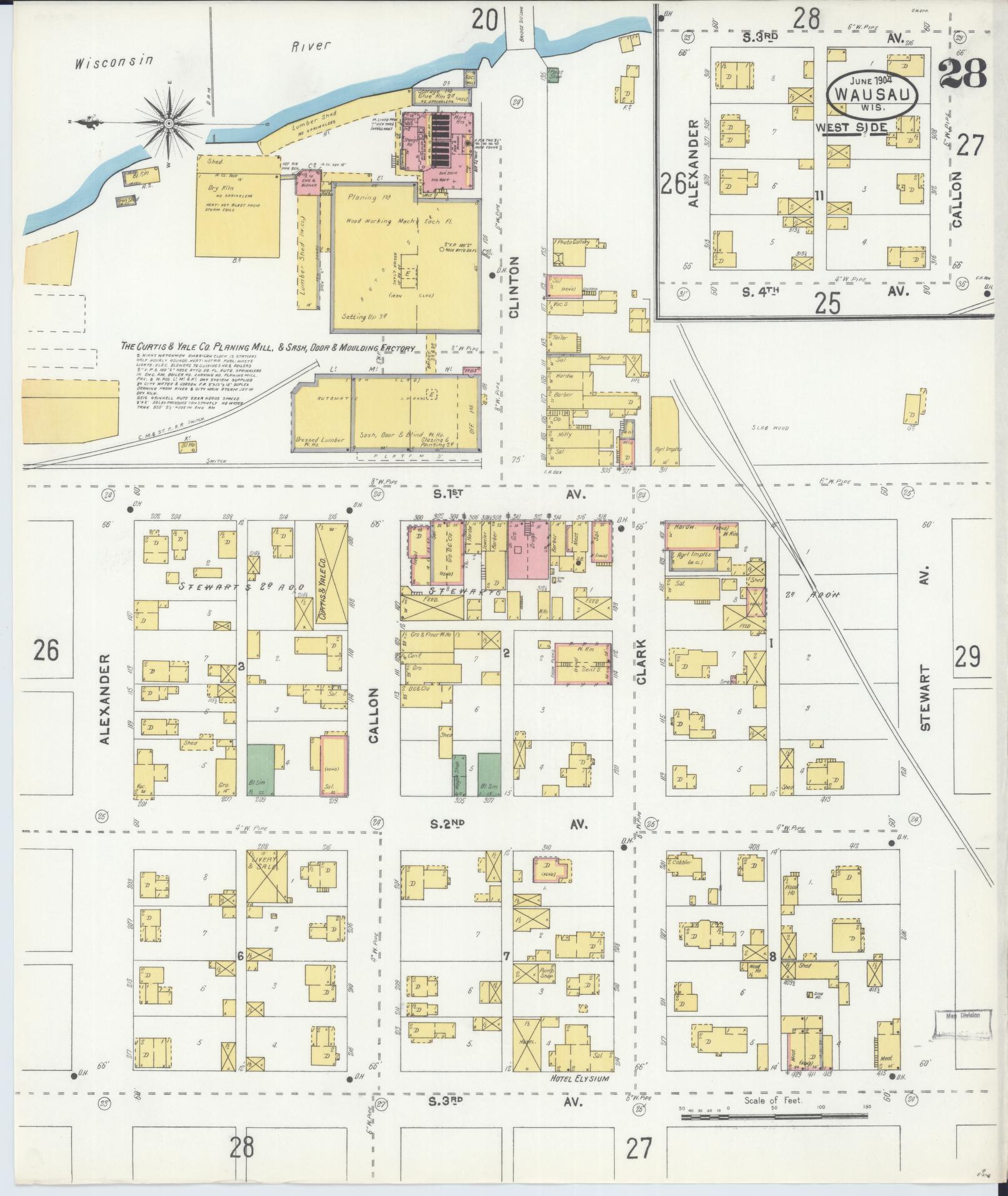 Sanborn Fire Insurance Map from Wausau, Marathon County, Wisconsin (1904), Sheet #0028 - Complete Map Set gallery image, historic Sanborn map, vintage wall art, Wisconsin Wisconsin