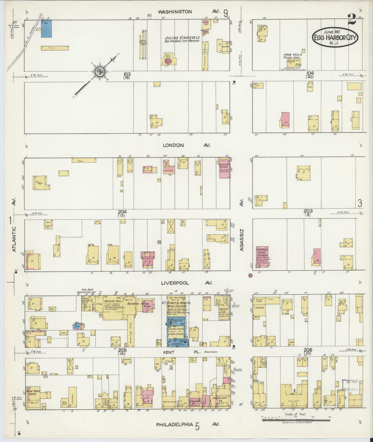 Sanborn Fire Insurance Map from Egg Harbor City, Atlantic County, New Jersey (1917), Sheet #0002 - Complete Map Set gallery image, historic Sanborn map, vintage wall art, New Jersey New Jersey