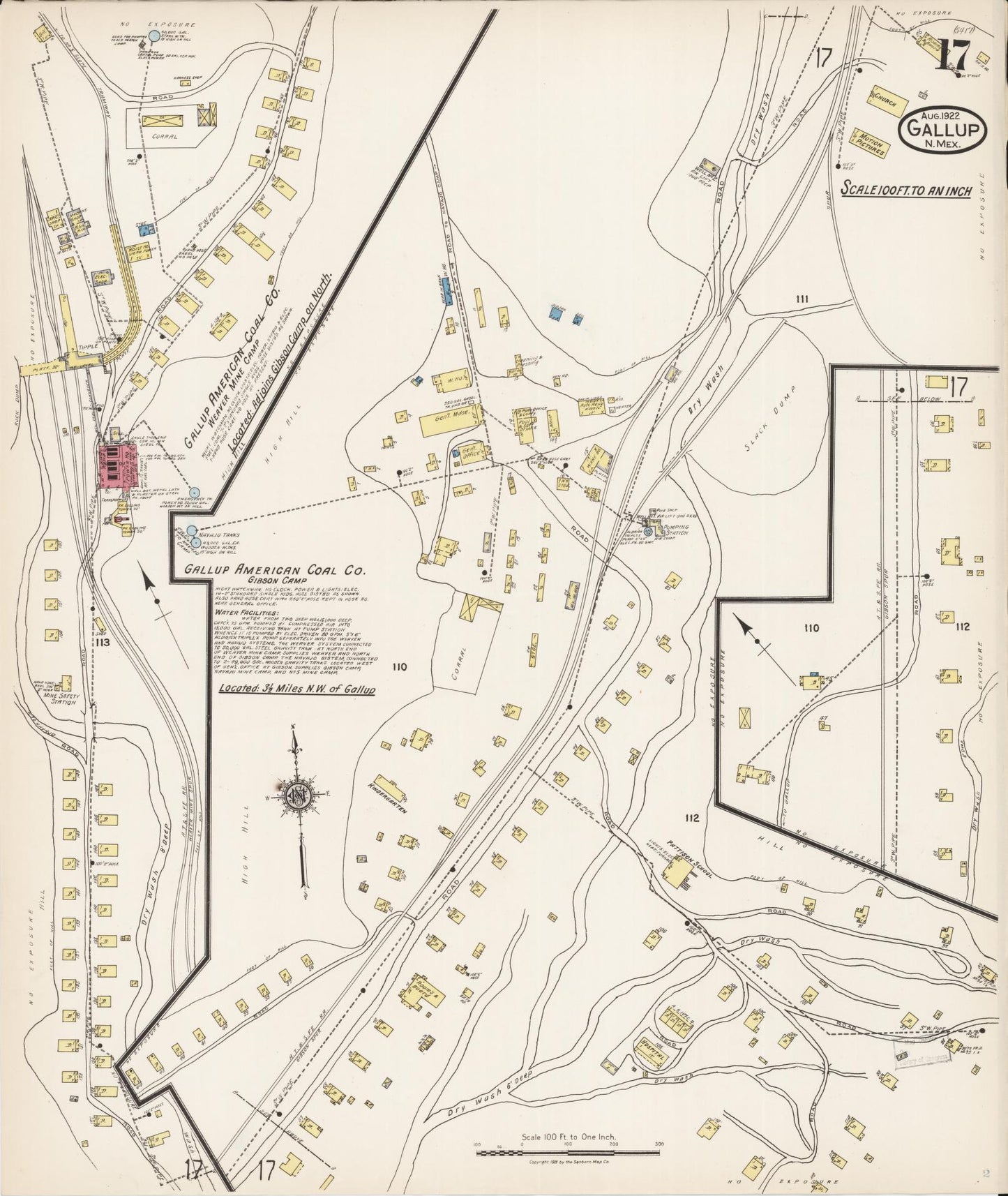 Sanborn Fire Insurance Map from Gallup, Mckinley County, New Mexico (1922), Sheet #0017 - Complete Map Set gallery image, historic Sanborn map, vintage wall art, New Mexico New Mexico