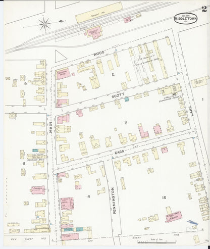 Sanborn Fire Insurance Map from Middletown, New Castle County, Delaware (1891), Sheet #0002 - Complete Map Set gallery image, historic Sanborn map, vintage wall art, Delaware Delaware