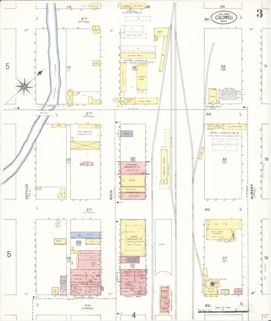 Sanborn Fire Insurance Map from Caldwell, Canyon County, Idaho (1908), Sheet #0003 - Historic Sanborn Fire Insurance Map Print, vintage old map wall art, antique decor, genealogy gift, Idaho Idaho map