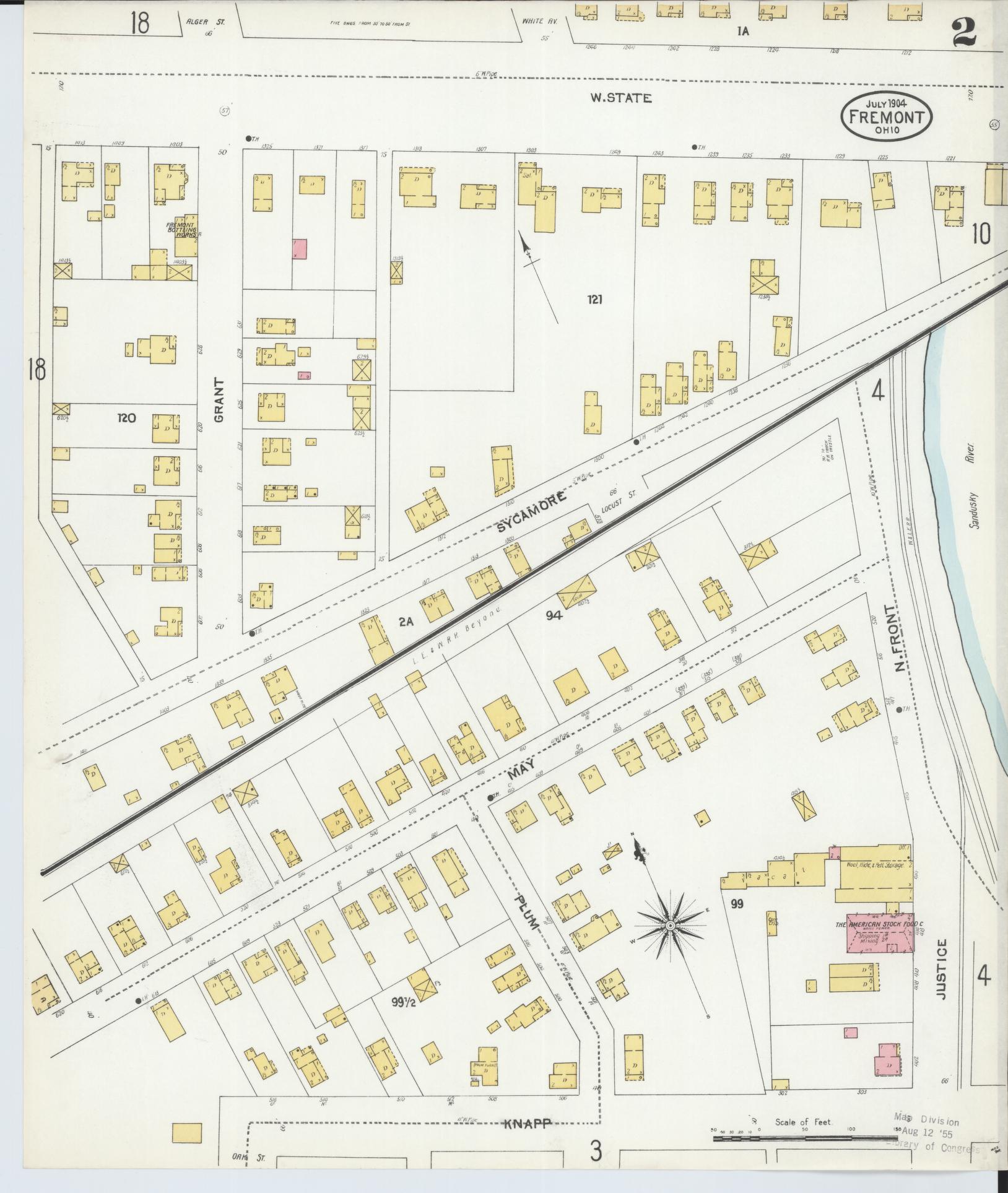 Sanborn Fire Insurance Map from Fremont, Sandusky County, Ohio (1904), Sheet #0002 - Complete Map Set gallery image, historic Sanborn map, vintage wall art, Ohio Ohio