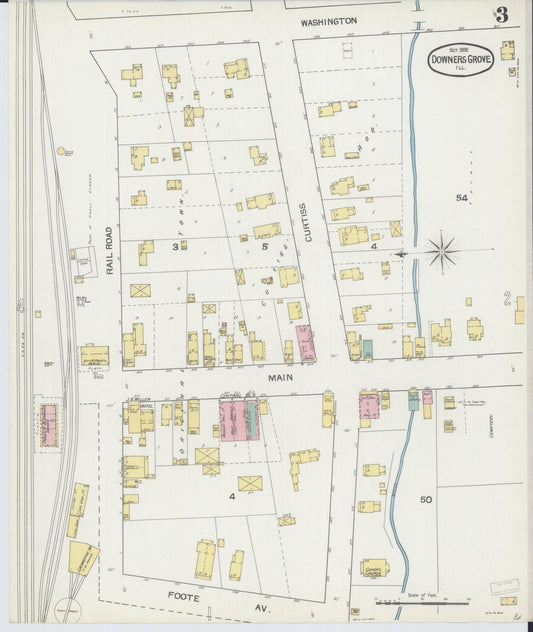 Sanborn Fire Insurance Map from Downers Grove, Dupage County, Illinois (1892), Sheet #0003 - Historic Sanborn Fire Insurance Map Print, vintage old map wall art, antique decor, genealogy gift, Illinois Illinois map