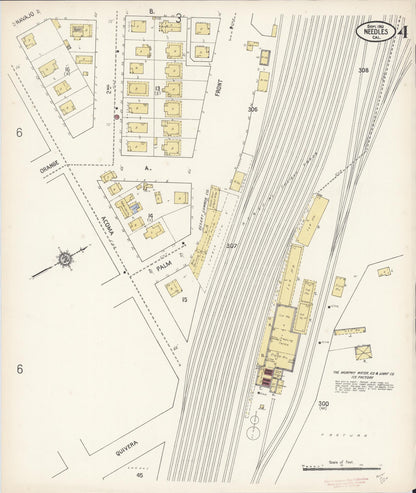 Sanborn Fire Insurance Map from Needles, San Bernardino County, California (1910), Sheet #0004 - Historic Sanborn Fire Insurance Map Print, vintage old map wall art, antique decor, genealogy gift, California California map