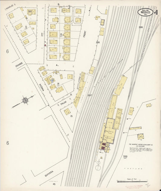 Sanborn Fire Insurance Map from Needles, San Bernardino County, California (1910), Sheet #0004 - Historic Sanborn Fire Insurance Map Print, vintage old map wall art, antique decor, genealogy gift, California California map