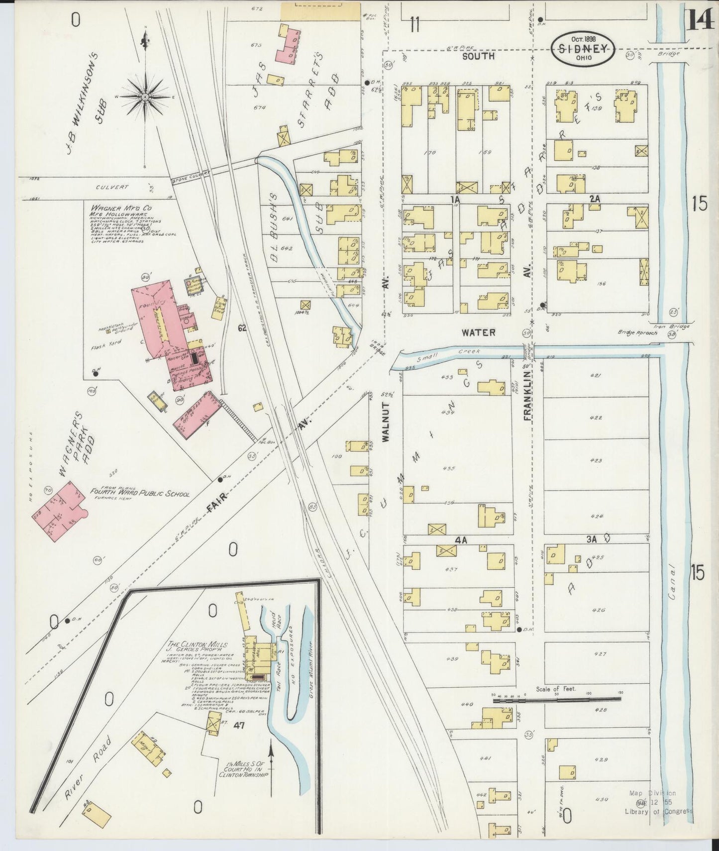Sanborn Fire Insurance Map from Sidney, Shelby County, Ohio (1898), Sheet #0014 - Complete Map Set gallery image, historic Sanborn map, vintage wall art, Ohio Ohio