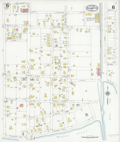 Sanborn Fire Insurance Map from Palmetto, Manatee County, Florida (1930), Sheet #0006 - Historic Sanborn Fire Insurance Map Print, vintage old map wall art, antique decor, genealogy gift, Florida Florida map