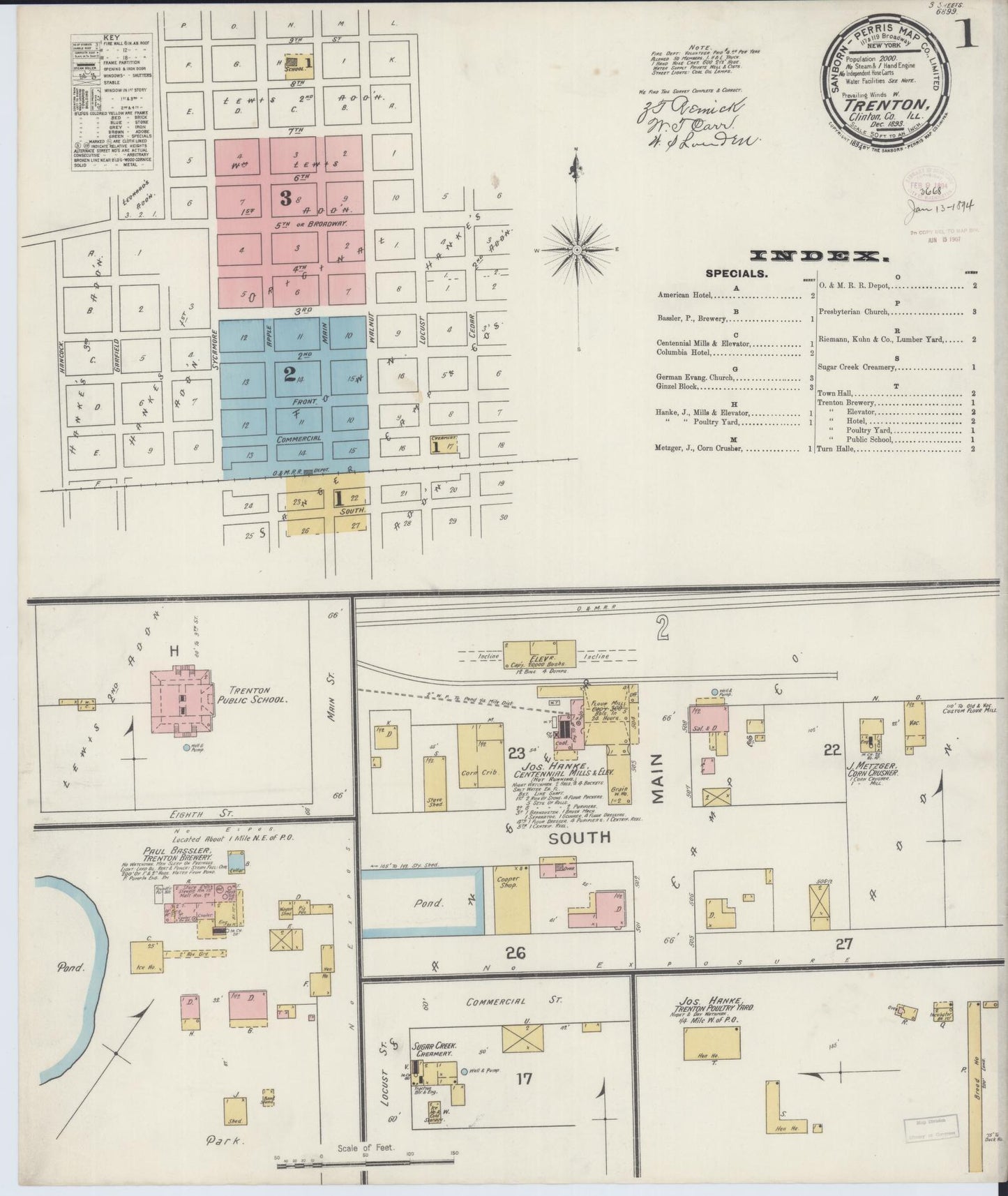 Sanborn Fire Insurance Map from Trenton, Clinton County, Illinois (1893), Sheet #0001 - Complete Map Set gallery image, historic Sanborn map, vintage wall art, Illinois Illinois