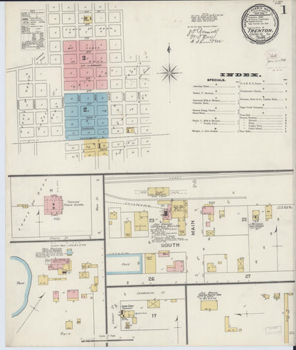 Sanborn Fire Insurance Map from Trenton, Clinton County, Illinois (1893), Sheet #0001 - Complete Map Set gallery image, historic Sanborn map, vintage wall art, Illinois Illinois