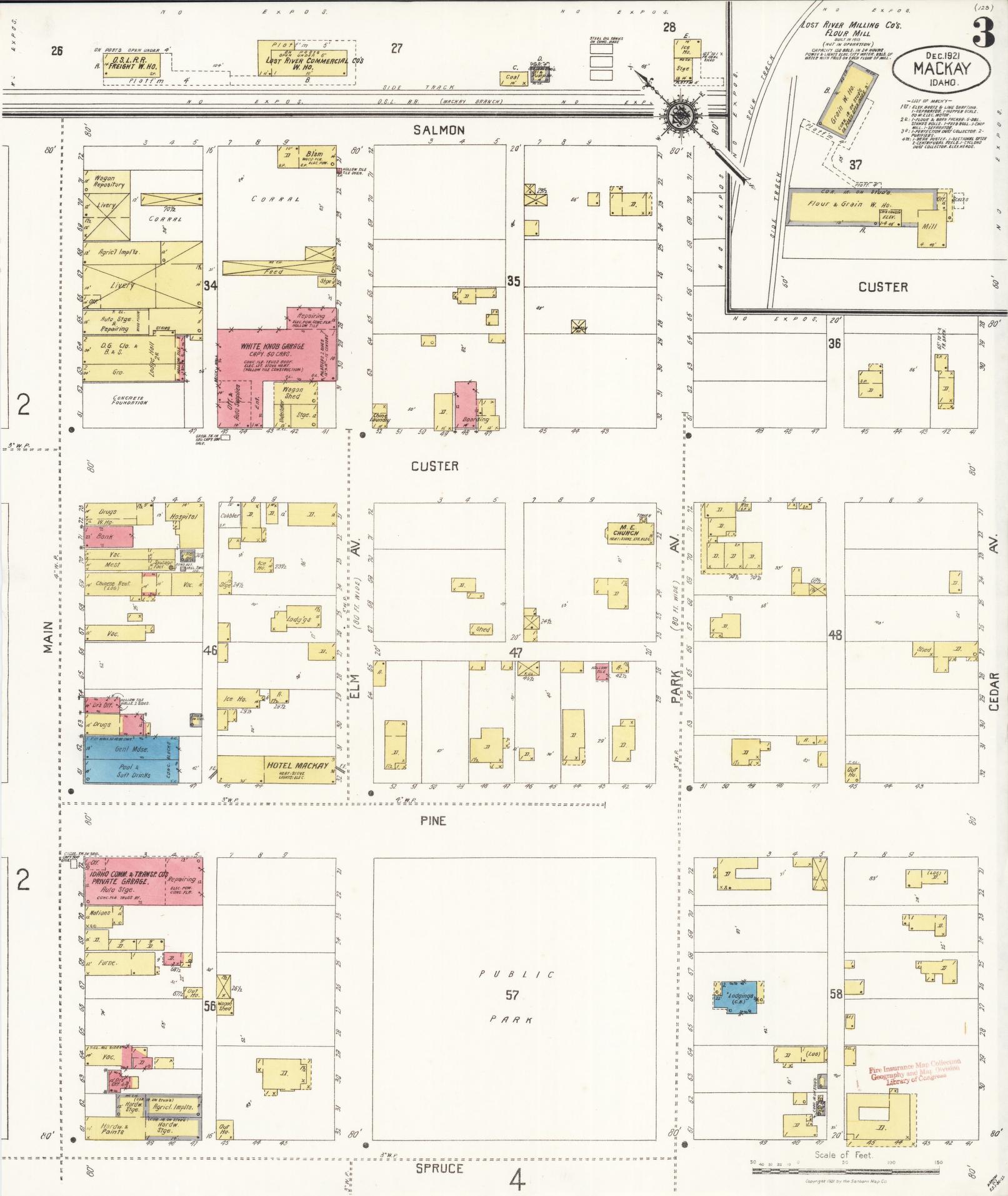Sanborn Fire Insurance Map from Mackay, Custer County, Idaho (1921), Sheet #0003 - Complete Map Set gallery image, historic Sanborn map, vintage wall art, Idaho Idaho