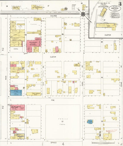 Sanborn Fire Insurance Map from Mackay, Custer County, Idaho (1921), Sheet #0003 - Complete Map Set gallery image, historic Sanborn map, vintage wall art, Idaho Idaho