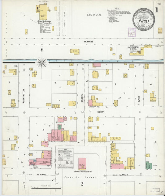 Sanborn Fire Insurance Map from Paoli, Orange County, Indiana (1902), Sheet #0001 - Historic Sanborn Fire Insurance Map Print, vintage old map wall art, antique decor, genealogy gift, Indiana Indiana map