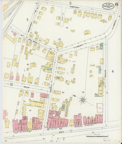 Sanborn Fire Insurance Map from Danbury, Fairfield County, Connecticut (1897), Sheet #0006 - Complete Map Set gallery image, historic Sanborn map, vintage wall art, Connecticut Connecticut