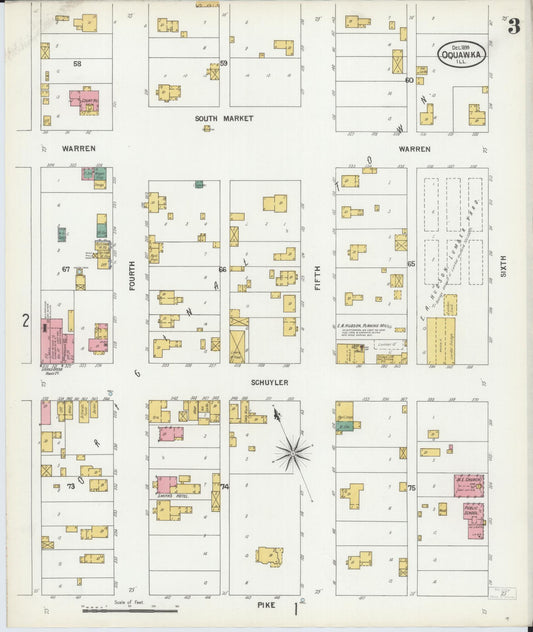 Sanborn Fire Insurance Map from Oquawka, Henderson County, Illinois (1899), Sheet #0003 - Historic Sanborn Fire Insurance Map Print, vintage old map wall art, antique decor, genealogy gift, Illinois Illinois map