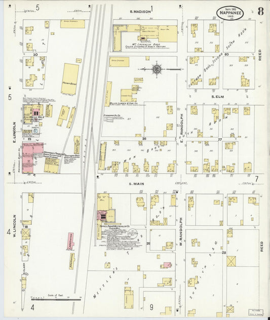 Sanborn Fire Insurance Map from Nappanee, Elkhart County, Indiana (1910), Sheet #0008 - Historic Sanborn Fire Insurance Map Print, vintage old map wall art, antique decor, genealogy gift, Indiana Indiana map
