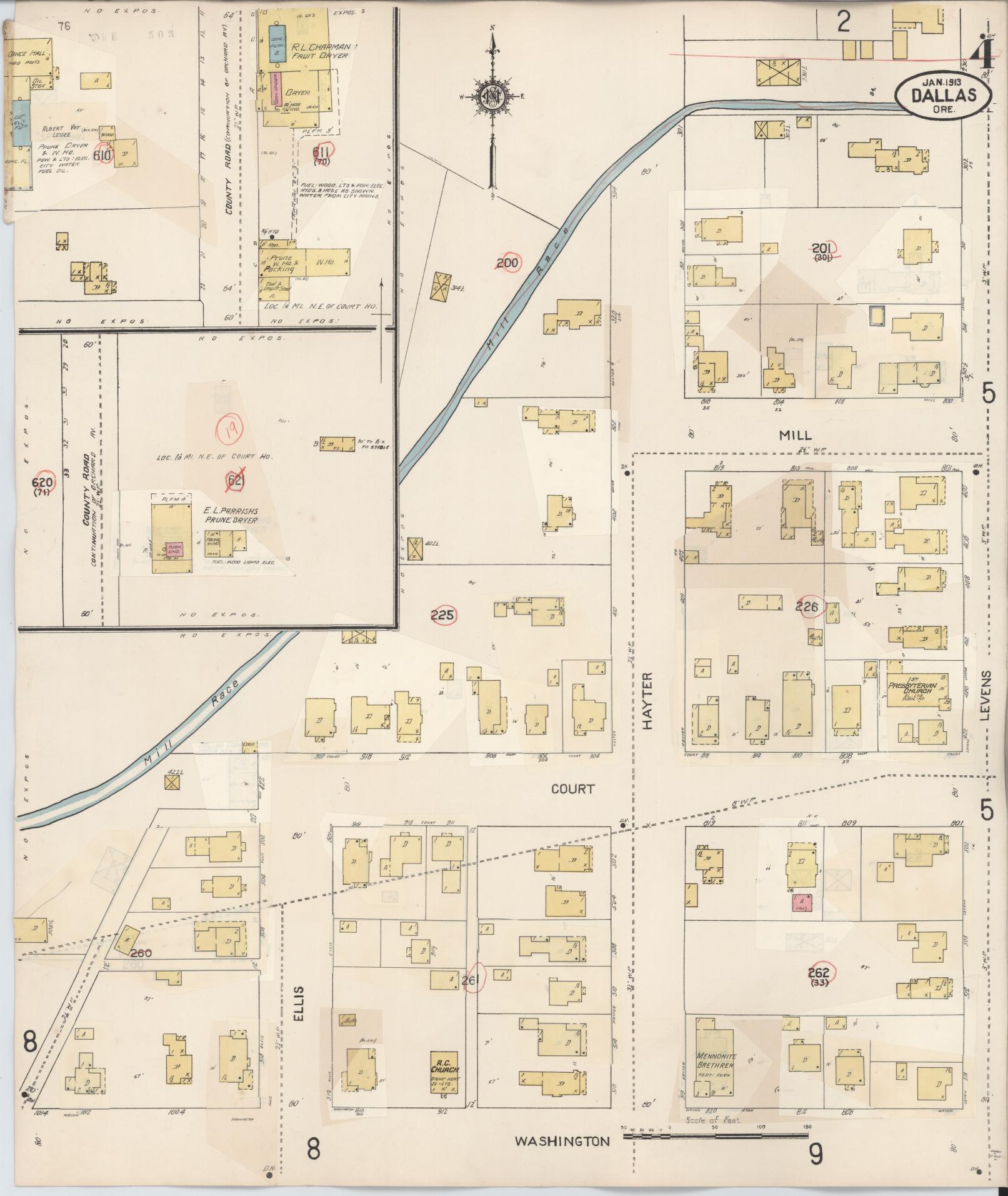 Sanborn Fire Insurance Map from Dallas, Polk County, Oregon (1939), Sheet #0004 - Complete Map Set gallery image, historic Sanborn map, vintage wall art, Oregon Oregon