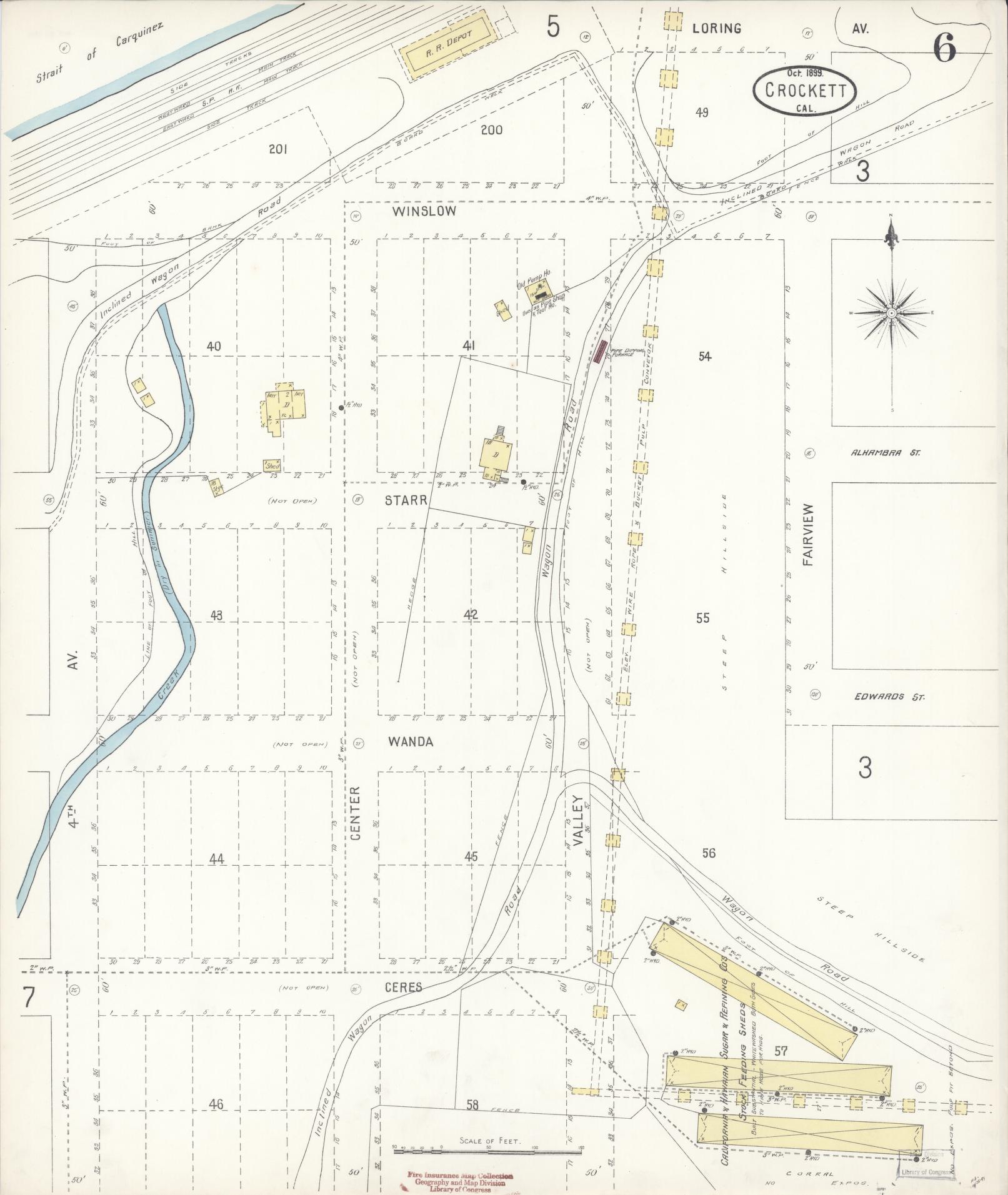 Sanborn Fire Insurance Map from Crockett, Contra Costa County, California (1899), Sheet #0006 - Complete Map Set gallery image, historic Sanborn map, vintage wall art, California California