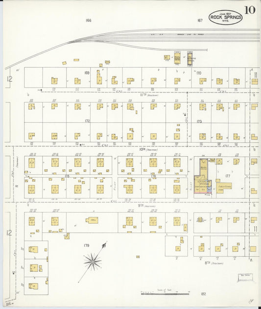 Sanborn Fire Insurance Map from Rock Springs, Sweetwater County, Wyoming (1907), Sheet #0010 - Historic Sanborn Fire Insurance Map Print, vintage old map wall art, antique decor, genealogy gift, Wyoming Wyoming map