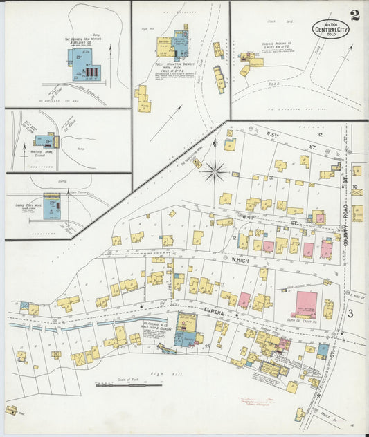 Sanborn Fire Insurance Map from Central City, Gilpin County, Colorado (1900), Sheet #0002 - Historic Sanborn Fire Insurance Map Print, vintage old map wall art, antique decor, genealogy gift, Colorado Colorado map