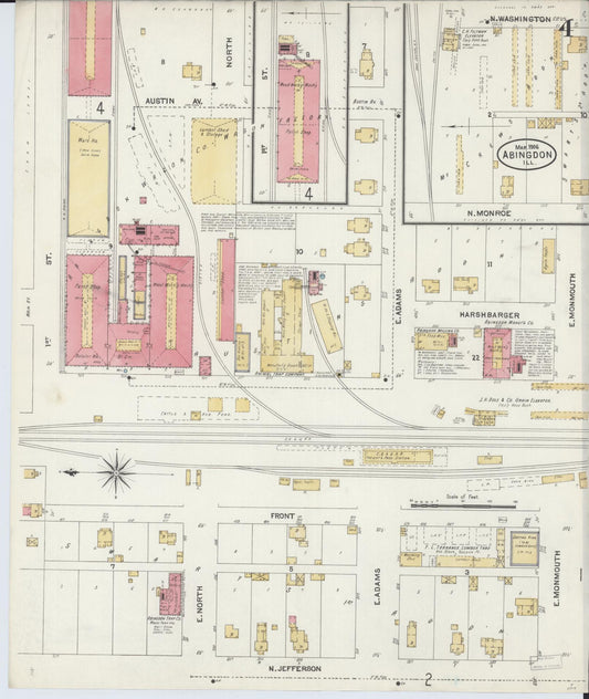 Sanborn Fire Insurance Map from Abingdon, Knox County, Illinois (1906), Sheet #0004 - Historic Sanborn Fire Insurance Map Print, vintage old map wall art, antique decor, genealogy gift, Illinois Illinois map