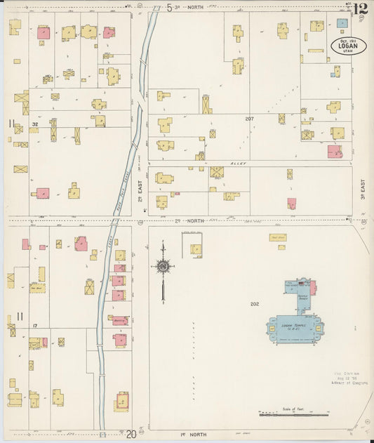 Sanborn Fire Insurance Map from Logan, Cache County, Utah (1911), Sheet #0012 - Historic Sanborn Fire Insurance Map Print, vintage old map wall art, antique decor, genealogy gift, Utah Utah map