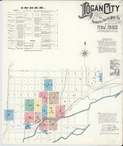 Sanborn Fire Insurance Map from Logan, Cache County, Utah (1890), Sheet #0001 - Complete Map Set gallery image, historic Sanborn map, vintage wall art, Utah Utah