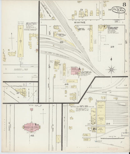Sanborn Fire Insurance Map from Olean, Cattaraugus County, New York (1886), Sheet #0008 - Complete Map Set gallery image, historic Sanborn map, vintage wall art, New York New York