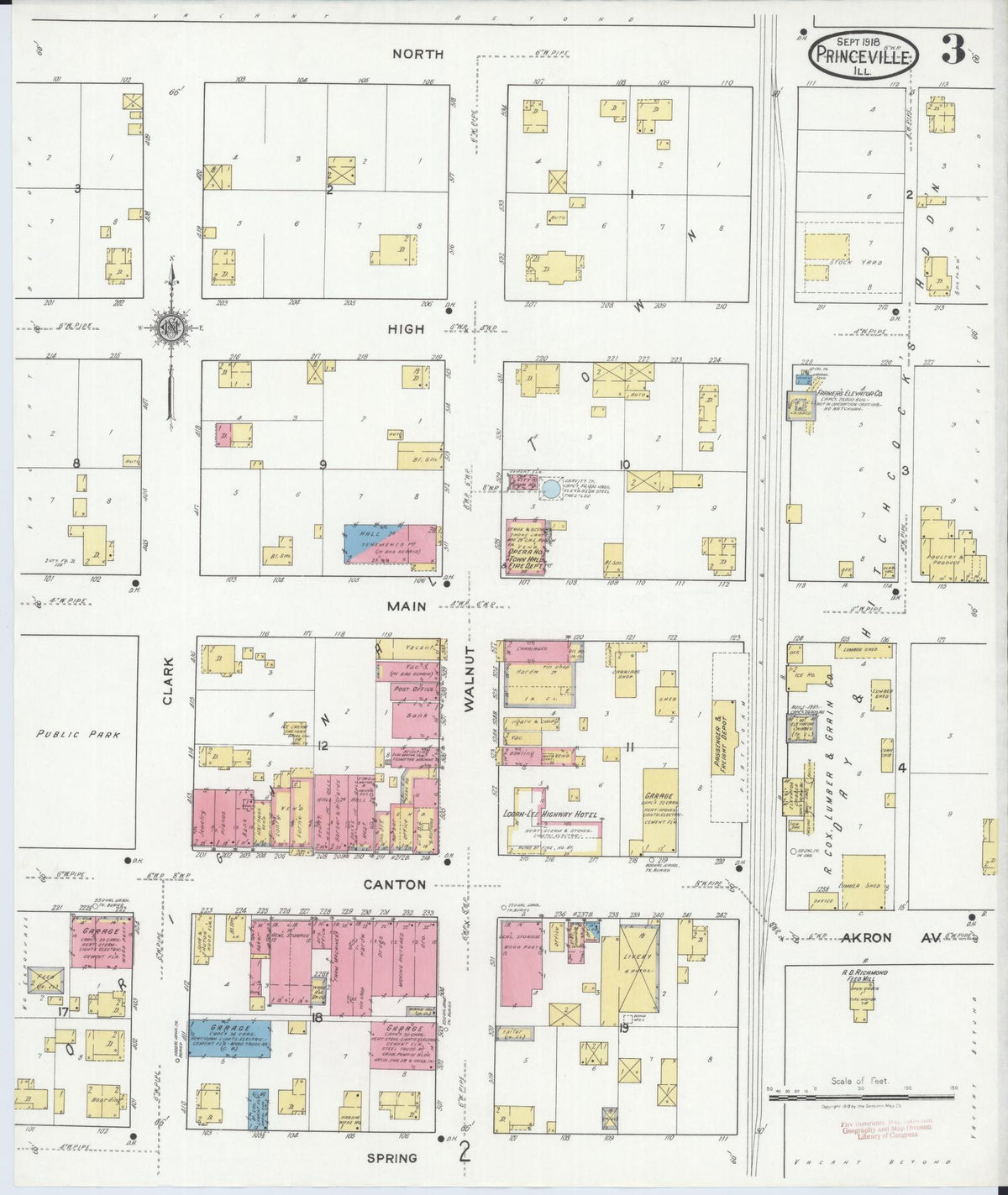 Sanborn Fire Insurance Map from Princeville, Peoria County, Illinois (1918), Sheet #0003 - Historic Sanborn Fire Insurance Map Print, vintage old map wall art, antique decor, genealogy gift, Illinois Illinois map