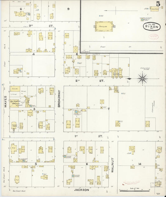 Sanborn Fire Insurance Map from Dixon, Solano County, California (1891), Sheet #0005 - Historic Sanborn Fire Insurance Map Print, vintage old map wall art, antique decor, genealogy gift, California California map