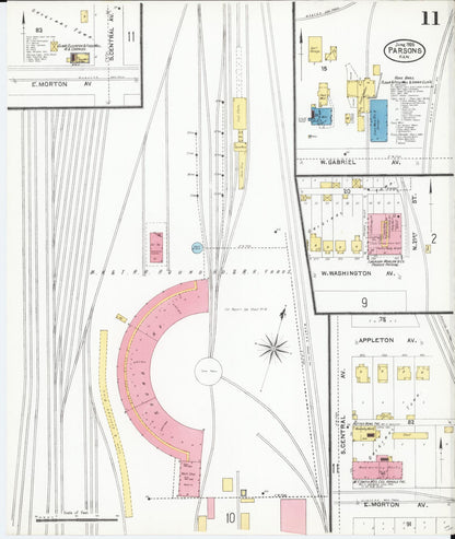 Sanborn Fire Insurance Map from Parsons, Labette County, Kansas (1905), Sheet #0011 - Complete Map Set gallery image, historic Sanborn map, vintage wall art, Kansas Kansas