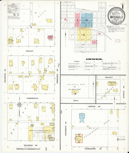 Sanborn Fire Insurance Map from Waterville, Marshall County, Kansas (1911), Sheet #0001 - Complete Map Set gallery image, historic Sanborn map, vintage wall art, Kansas Kansas