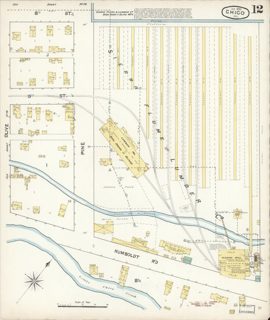 Sanborn Fire Insurance Map from Chico, Butte County, California (1890), Sheet #0012 - Historic Sanborn Fire Insurance Map Print, vintage old map wall art, antique decor, genealogy gift, California California map