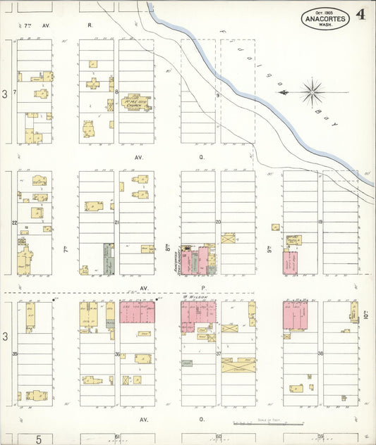 Sanborn Fire Insurance Map from Anacortes, Skagit County, Washington (1905), Sheet #0004 - Historic Sanborn Fire Insurance Map Print, vintage old map wall art, antique decor, genealogy gift, Washington Washington map