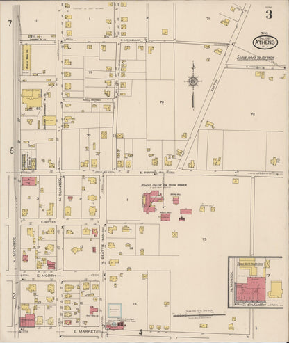 Sanborn Fire Insurance Map from Athens, Limestone County, Alabama (1921), Sheet #0003 - Complete Map Set gallery image, historic Sanborn map, vintage wall art, Alabama Alabama