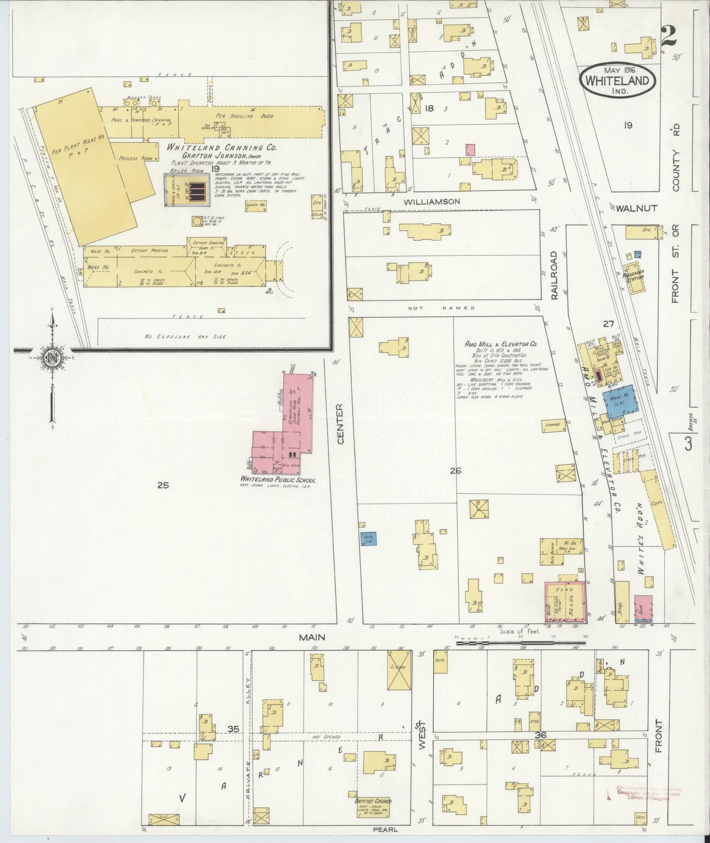Sanborn Fire Insurance Map from Whiteland, Johnson County, Indiana (1916), Sheet #0002 - Complete Map Set gallery image, historic Sanborn map, vintage wall art, Indiana Indiana