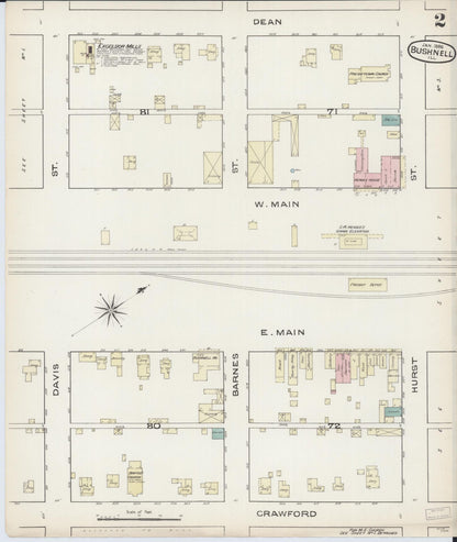 Sanborn Fire Insurance Map from Bushnell, Mcdonough County, Illinois (1886), Sheet #0002 - Complete Map Set gallery image, historic Sanborn map, vintage wall art, Illinois Illinois