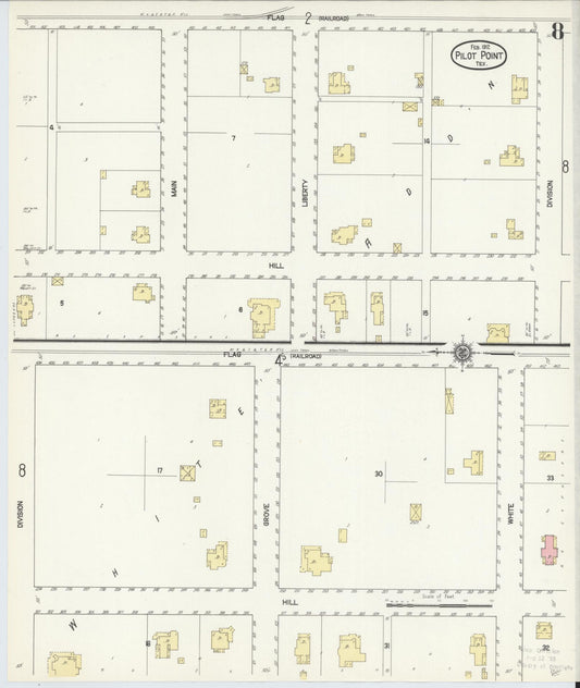 Sanborn Fire Insurance Map from Pilot Point, Denton County, Texas (1912), Sheet #0008 - Historic Sanborn Fire Insurance Map Print, vintage old map wall art, antique decor, genealogy gift, Texas Texas map