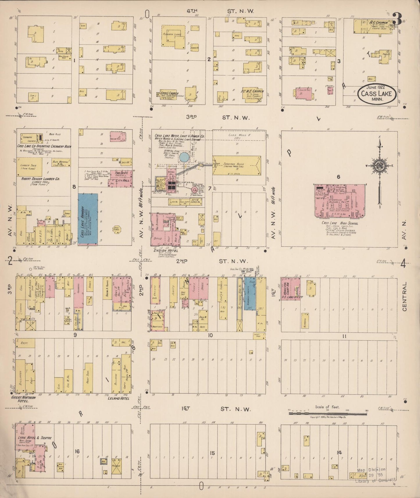 Sanborn Fire Insurance Map from Cass Lake, Cass County, Minnesota (1922), Sheet #0003 - Complete Map Set gallery image, historic Sanborn map, vintage wall art, Minnesota Minnesota
