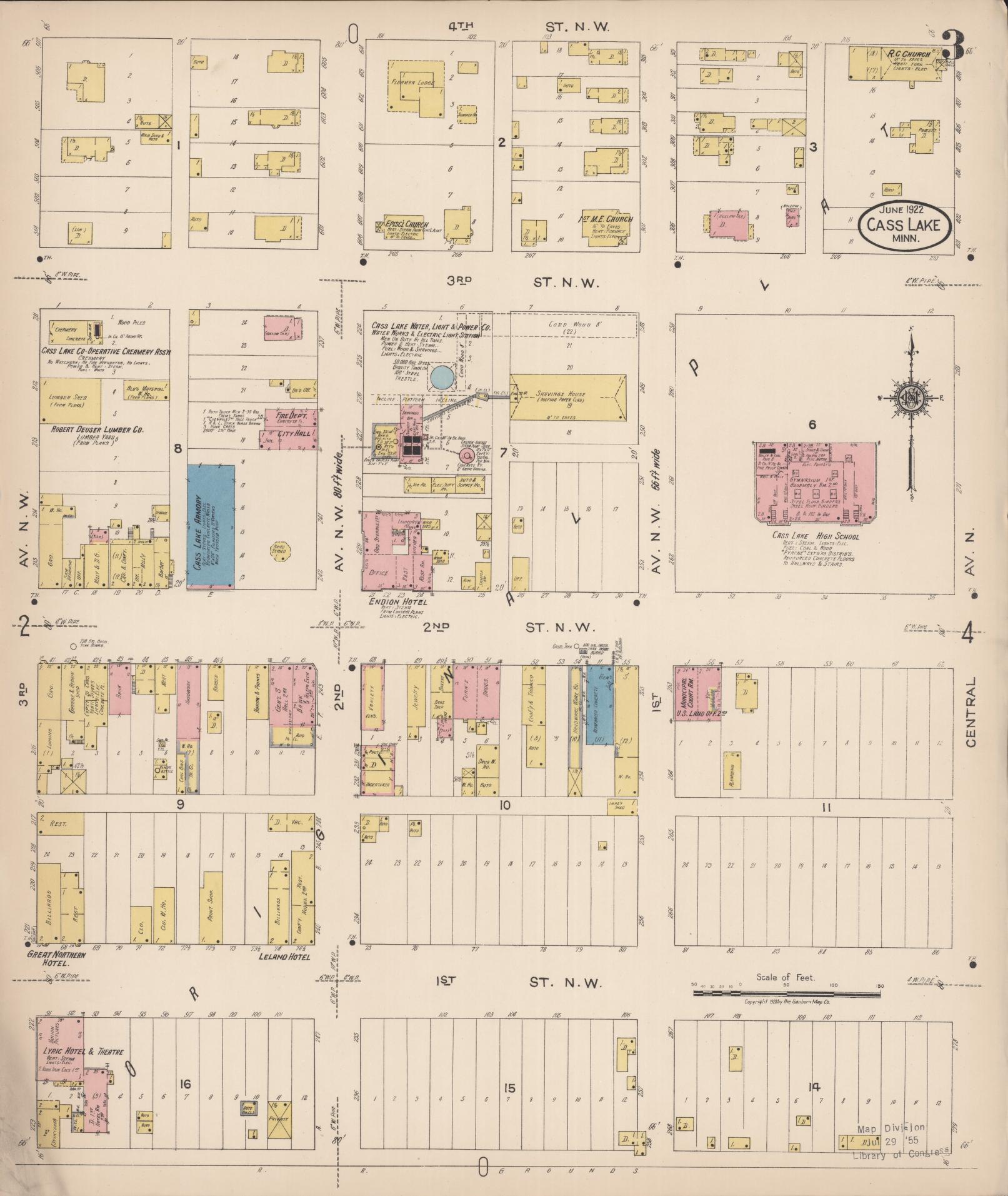 Sanborn Fire Insurance Map from Cass Lake, Cass County, Minnesota (1922), Sheet #0003 - Complete Map Set gallery image, historic Sanborn map, vintage wall art, Minnesota Minnesota