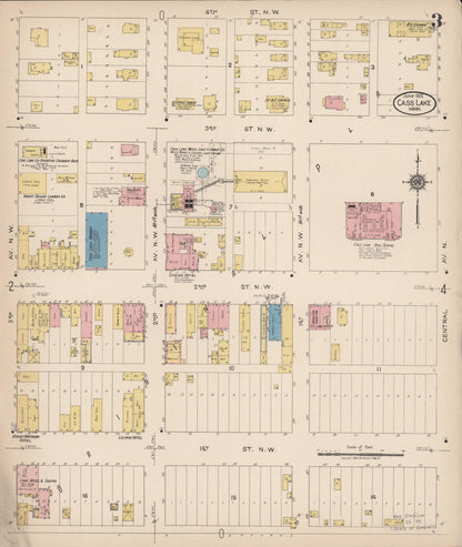 Sanborn Fire Insurance Map from Cass Lake, Cass County, Minnesota (1922), Sheet #0003 - Complete Map Set gallery image, historic Sanborn map, vintage wall art, Minnesota Minnesota