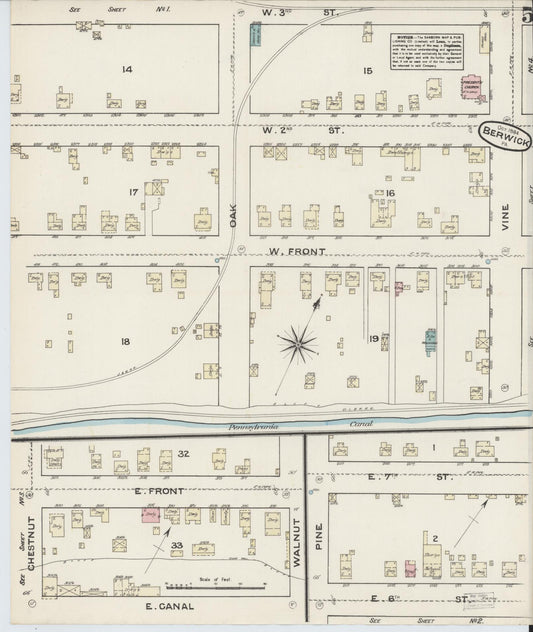 Sanborn Fire Insurance Map from Berwick, Columbia County, Pennsylvania (1884), Sheet #0005 - Historic Sanborn Fire Insurance Map Print, vintage old map wall art, antique decor, genealogy gift, Pennsylvania Pennsylvania map