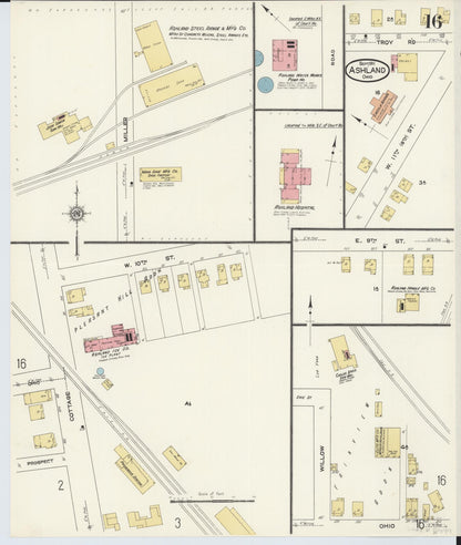 Sanborn Fire Insurance Map from Ashland, Ashland County, Ohio (1911), Sheet #0016 - Complete Map Set gallery image, historic Sanborn map, vintage wall art, Ohio Ohio
