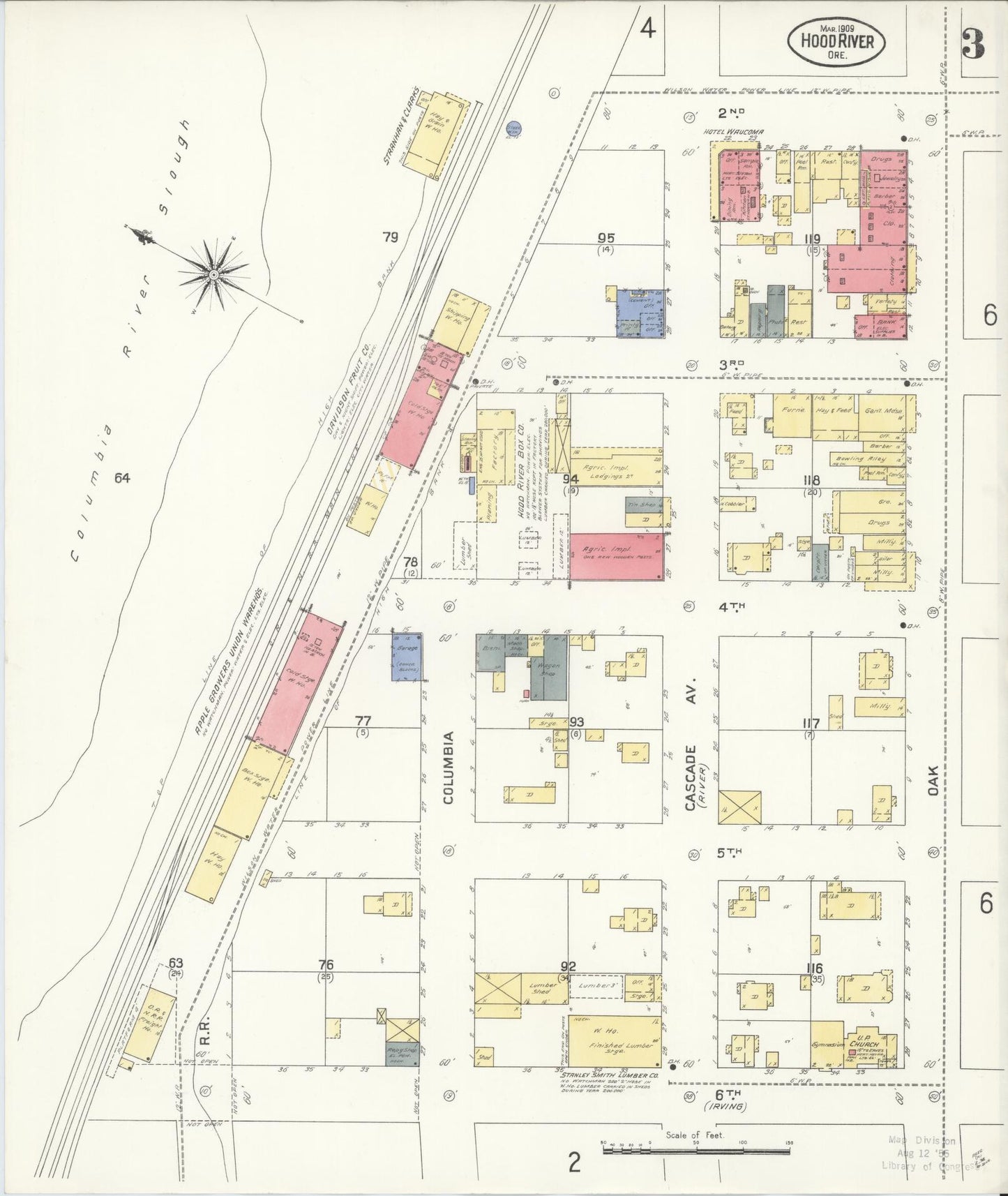 Sanborn Fire Insurance Map from Hood River, Hood River County, Oregon (1909), Sheet #0003 - Complete Map Set gallery image, historic Sanborn map, vintage wall art, Oregon Oregon