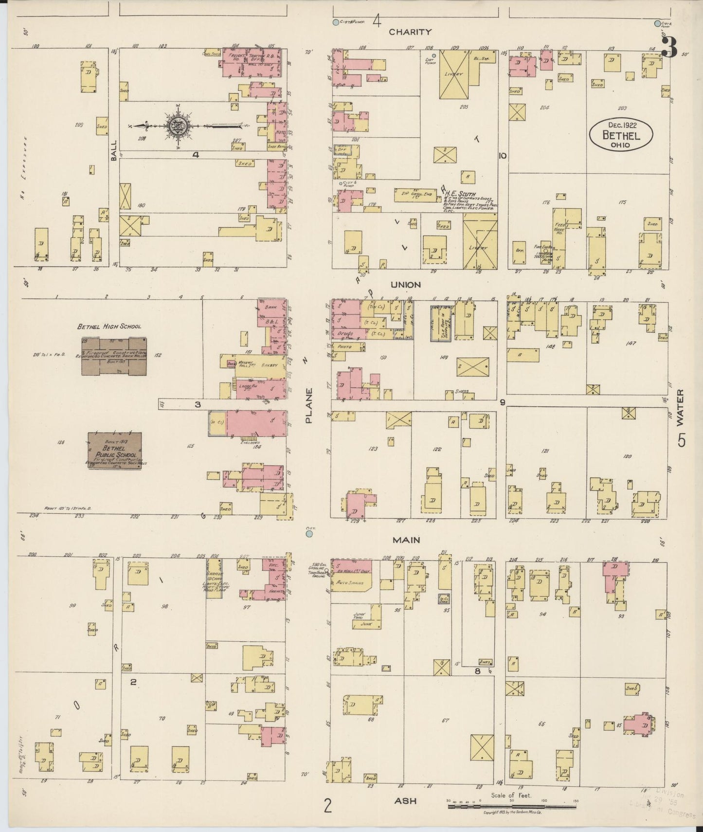 Sanborn Fire Insurance Map from Bethel, Clermont County, Ohio (1922), Sheet #0003 - Complete Map Set gallery image, historic Sanborn map, vintage wall art, Ohio Ohio