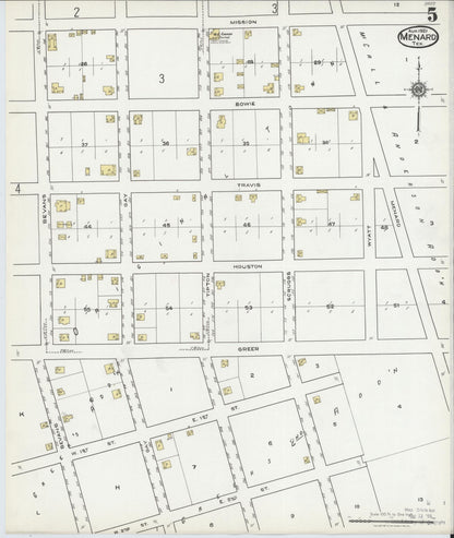 Sanborn Fire Insurance Map from Menard, Menard County, Texas (1921), Sheet #0005 - Historic Sanborn Fire Insurance Map Print, vintage old map wall art, antique decor, genealogy gift, Texas Texas map