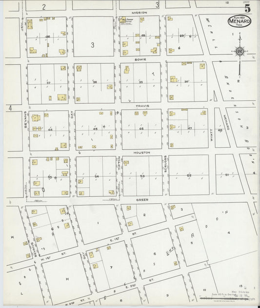 Sanborn Fire Insurance Map from Menard, Menard County, Texas (1921), Sheet #0005 - Historic Sanborn Fire Insurance Map Print, vintage old map wall art, antique decor, genealogy gift, Texas Texas map