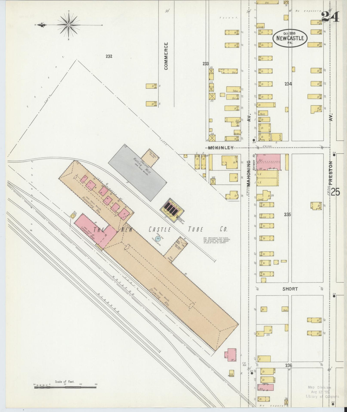 Sanborn Fire Insurance Map from New Castle, Lawrence County, Pennsylvania (1899), Sheet #0024 - Historic Sanborn Fire Insurance Map Print, vintage old map wall art, antique decor, genealogy gift, Pennsylvania Pennsylvania map