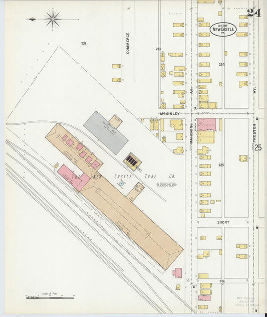 Sanborn Fire Insurance Map from New Castle, Lawrence County, Pennsylvania (1899), Sheet #0024 - Historic Sanborn Fire Insurance Map Print, vintage old map wall art, antique decor, genealogy gift, Pennsylvania Pennsylvania map